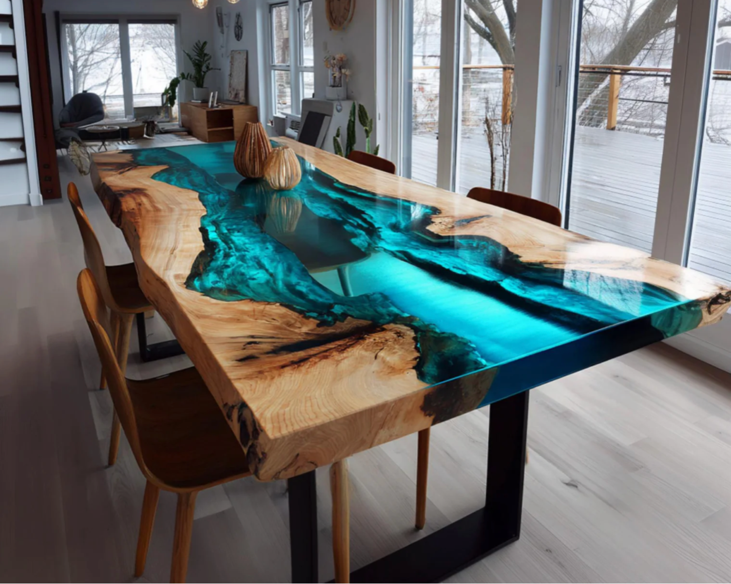 Turquoise stream table